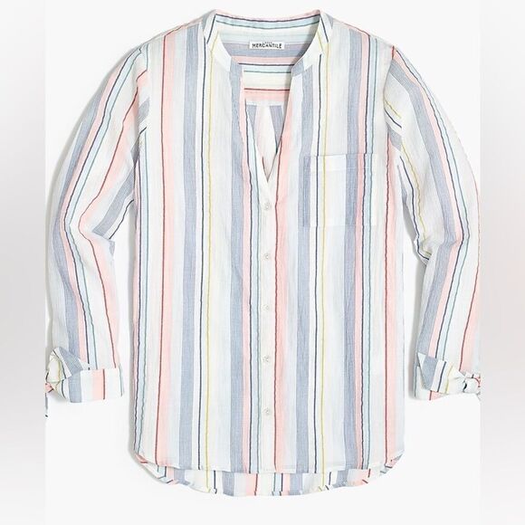 J.Crew Mercantile Striped Tie-sleeve button-up shirt - Picture 1 of 7